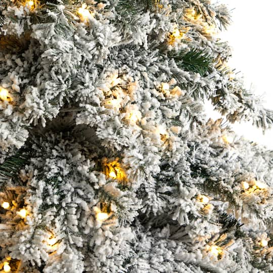 7ft. Pre-Lit Flocked Austria Fir Artificial Christmas Tree, White LED Lights